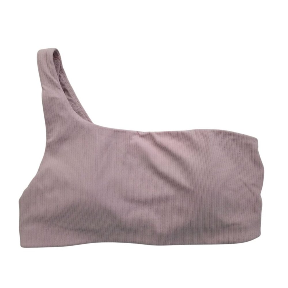 Lululemon Ribbed Nulu Pink Asymmetrical Yoga Light Support, A/B Cup Bra Sz 10 - Picture 1 of 6